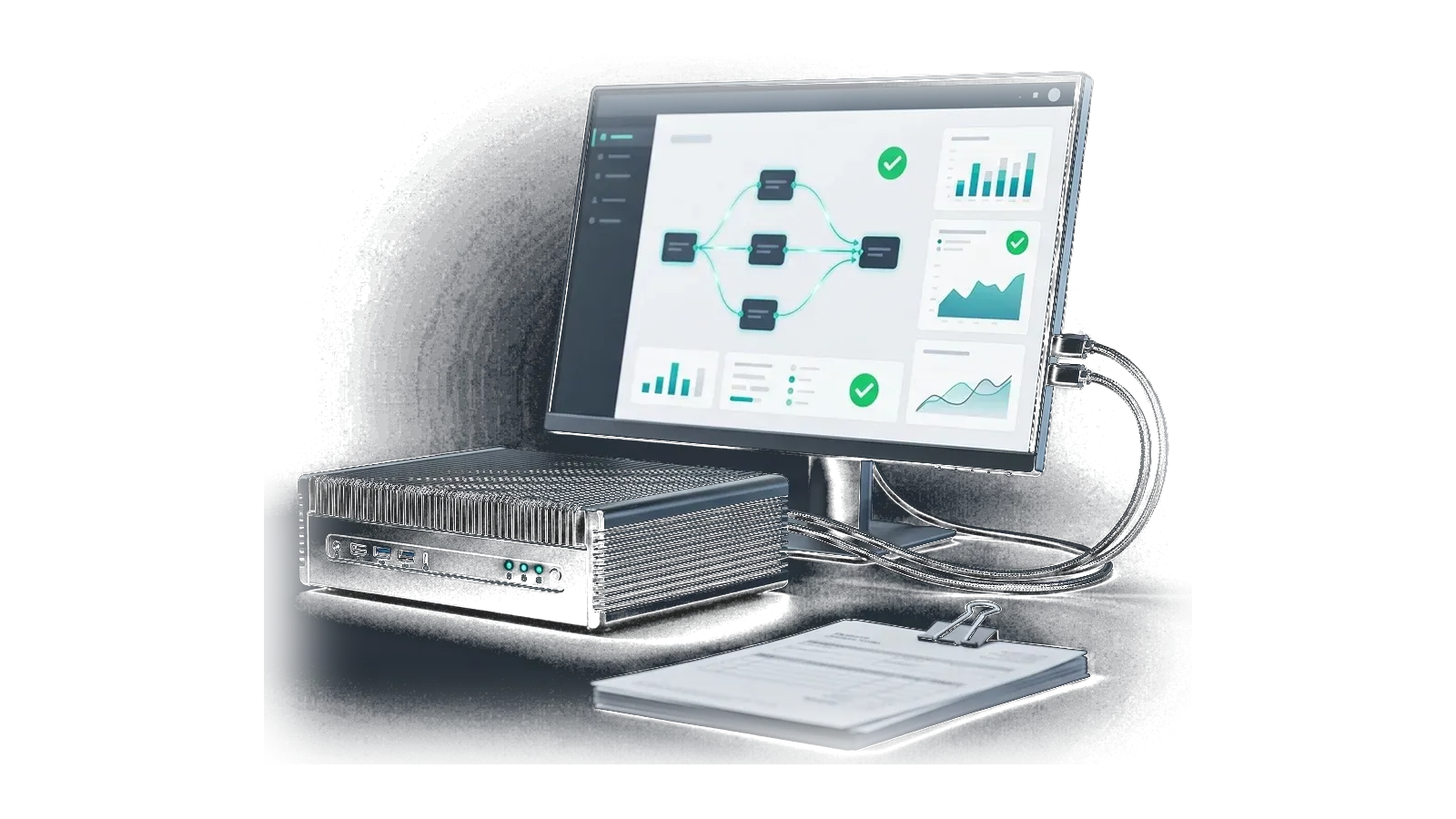 Prozessautomatisierung – Edge-Rechner mit Dashboard eines automatisierten Workflows