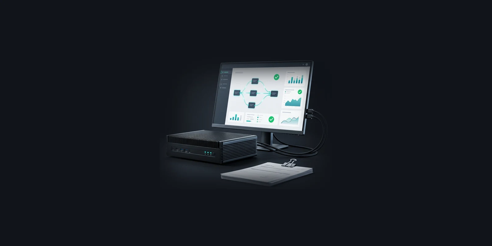 Prozessautomatisierung – Edge-Rechner mit Dashboard eines automatisierten Workflows