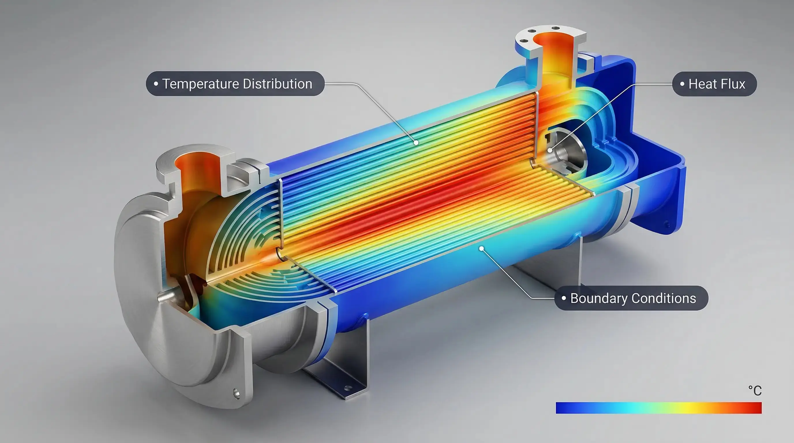 Technische Review – Thermische Simulation eines Wärmetauschers mit CFD-Heatmap